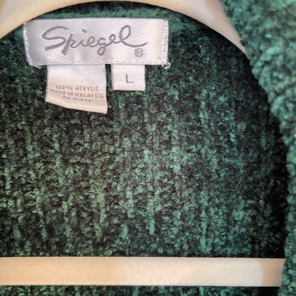Green chenille cardigan, emerald sweater cardigan - Picture 4 of 6